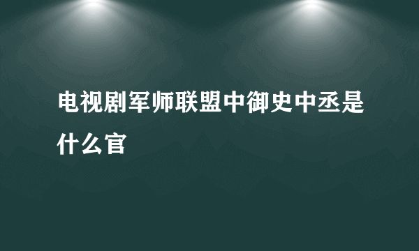 电视剧军师联盟中御史中丞是什么官