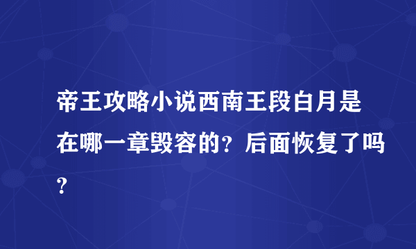 帝王攻略小说西南王段白月是在哪一章毁容的？后面恢复了吗？