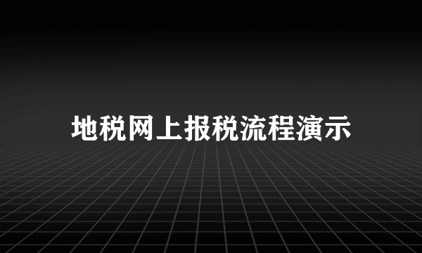 地税网上报税流程演示