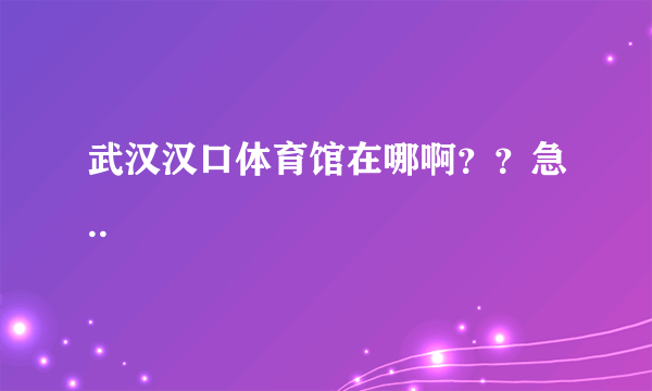 武汉汉口体育馆在哪啊？？急..