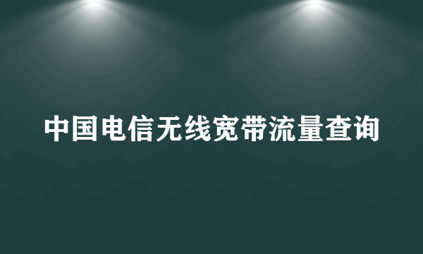 中国电信无线宽带流量查询