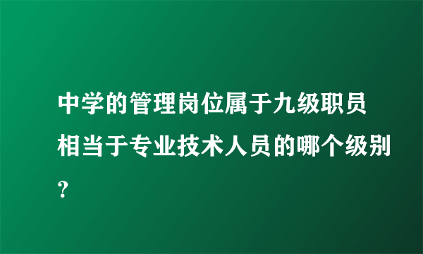 中学的管理岗位属于九级职员相当于专业技术人员的哪个级别？