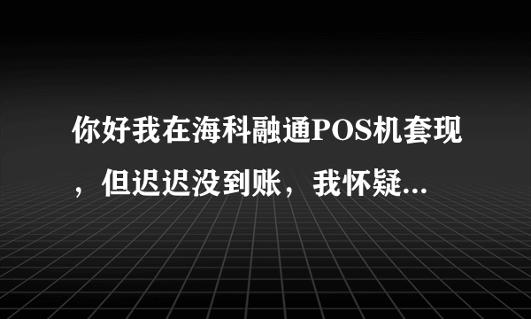 你好我在海科融通POS机套现，但迟迟没到账，我怀疑我被骗了?