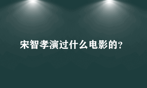 宋智孝演过什么电影的？