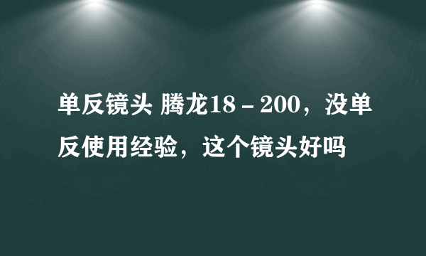 单反镜头 腾龙18－200，没单反使用经验，这个镜头好吗