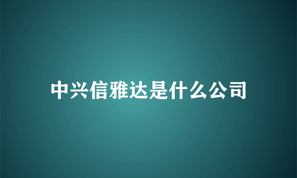 中兴信雅达是什么公司