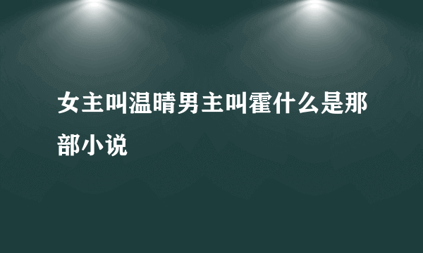 女主叫温晴男主叫霍什么是那部小说