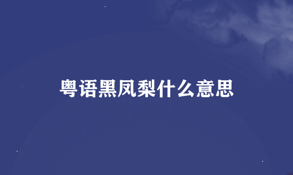 粤语黑凤梨什么意思