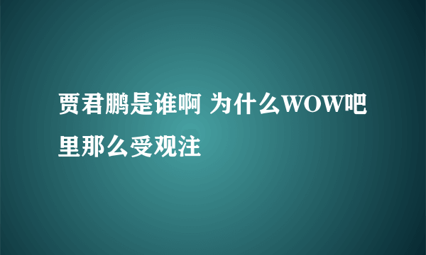 贾君鹏是谁啊 为什么WOW吧里那么受观注