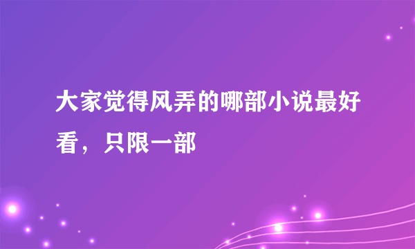 大家觉得风弄的哪部小说最好看，只限一部