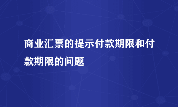 商业汇票的提示付款期限和付款期限的问题