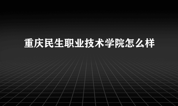 重庆民生职业技术学院怎么样