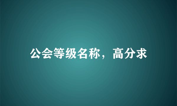 公会等级名称，高分求