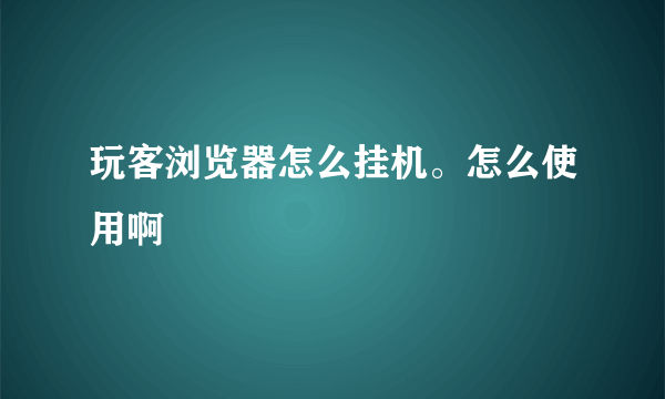 玩客浏览器怎么挂机。怎么使用啊