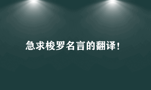 急求梭罗名言的翻译！