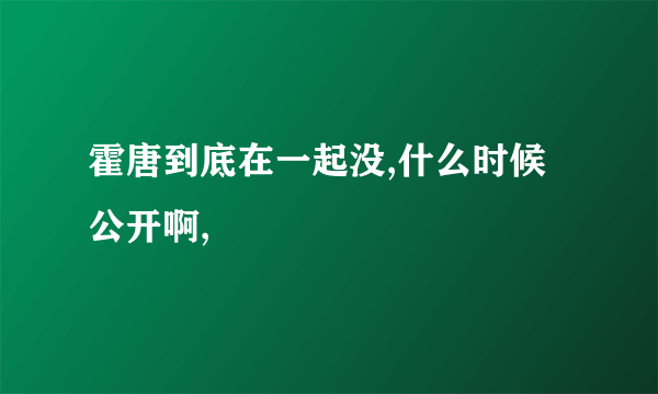 霍唐到底在一起没,什么时候公开啊,