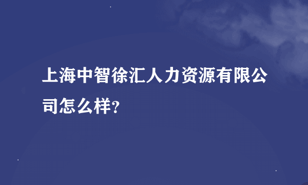 上海中智徐汇人力资源有限公司怎么样？