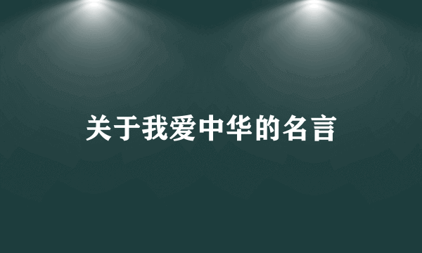 关于我爱中华的名言