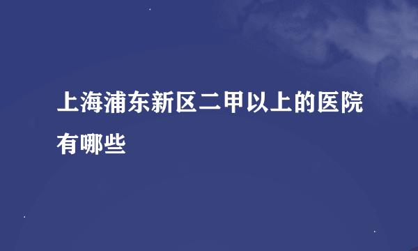 上海浦东新区二甲以上的医院有哪些