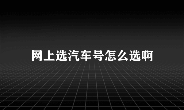 网上选汽车号怎么选啊