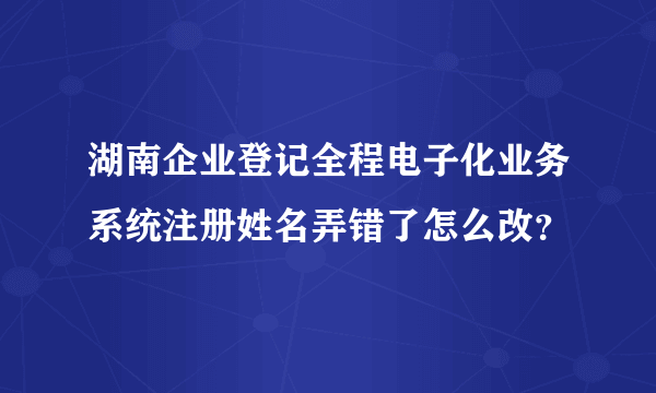 湖南企业登记全程电子化业务系统注册姓名弄错了怎么改？