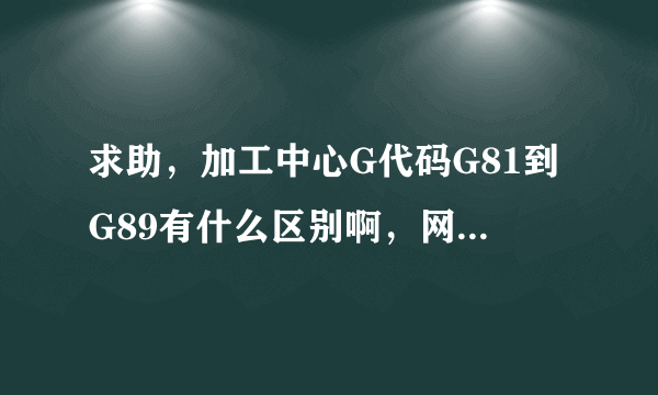 求助，加工中心G代码G81到G89有什么区别啊，网上也没有详细的说明！