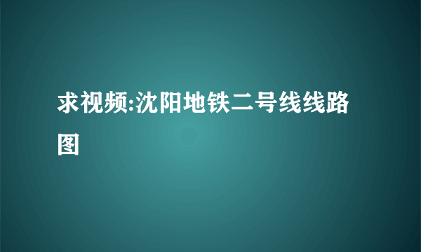 求视频:沈阳地铁二号线线路图