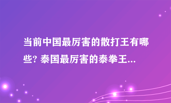 当前中国最厉害的散打王有哪些? 泰国最厉害的泰拳王有哪些？