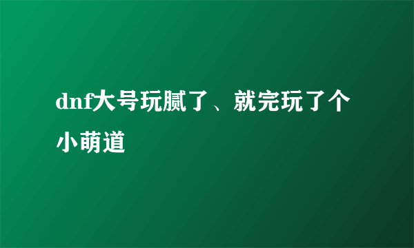 dnf大号玩腻了、就完玩了个小萌道