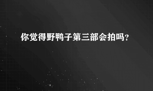 你觉得野鸭子第三部会拍吗？