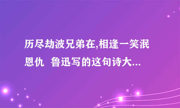 历尽劫波兄弟在,相逢一笑泯恩仇  鲁迅写的这句诗大概是个什么意思？