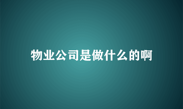 物业公司是做什么的啊