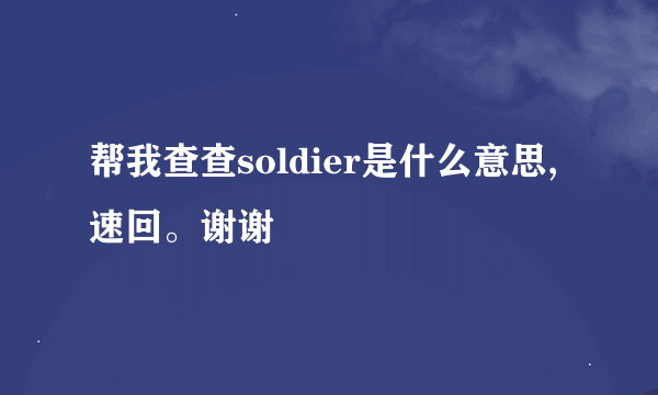 帮我查查soldier是什么意思,速回。谢谢