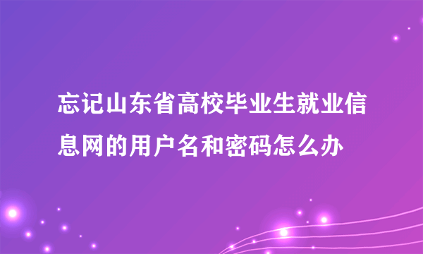 忘记山东省高校毕业生就业信息网的用户名和密码怎么办