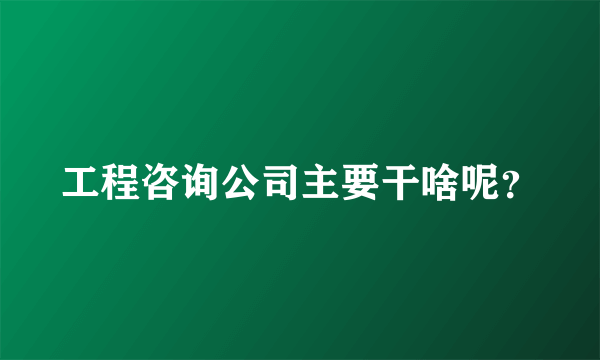 工程咨询公司主要干啥呢？