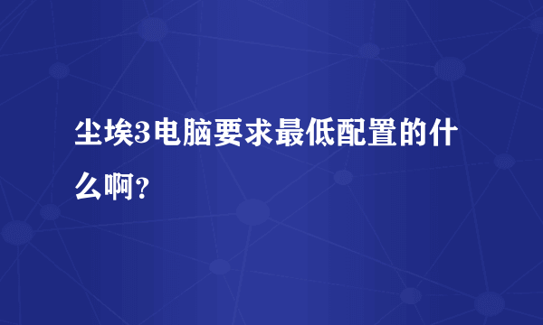 尘埃3电脑要求最低配置的什么啊？