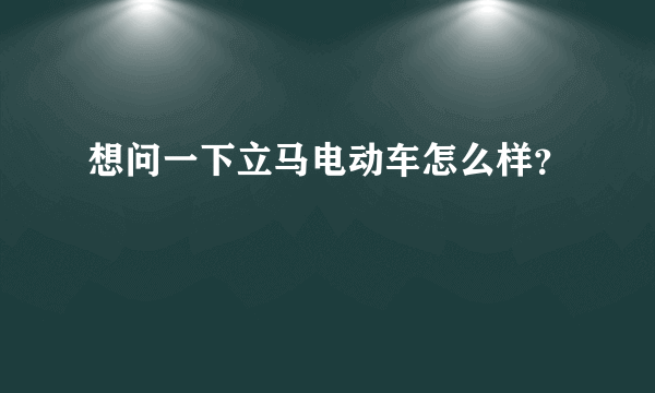 想问一下立马电动车怎么样？