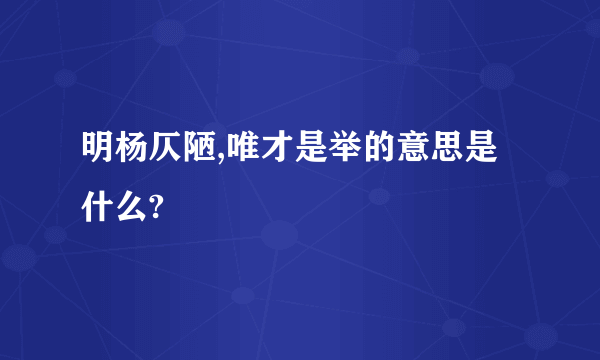 明杨仄陋,唯才是举的意思是什么?