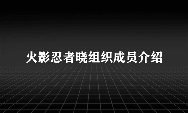 火影忍者晓组织成员介绍