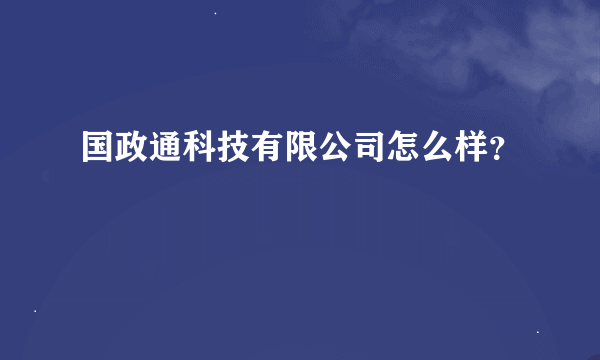 国政通科技有限公司怎么样？