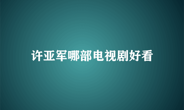 许亚军哪部电视剧好看