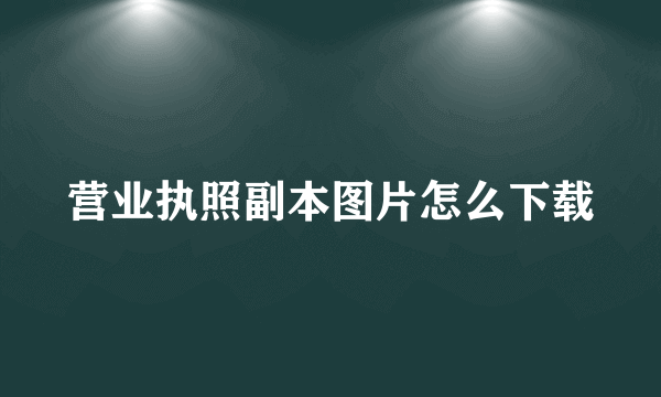 营业执照副本图片怎么下载